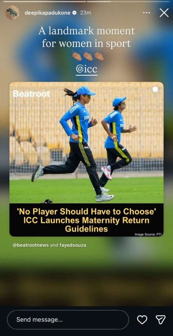 Deepika Padukone applauds ICC’s new maternity policy for women cricketers; calls it a ‘landmark moment for women in sport’