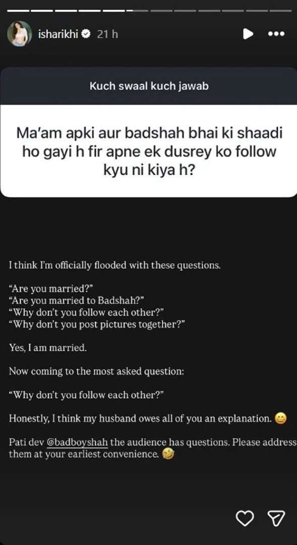 Did Badshah secretly marry Isha Rikhi? Actress finally breaks silence and shares cozy photo with rapper
