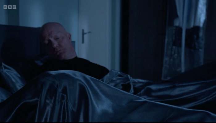 Jake Wood as Max Branning beside a pregnant woman in EastEndes.
