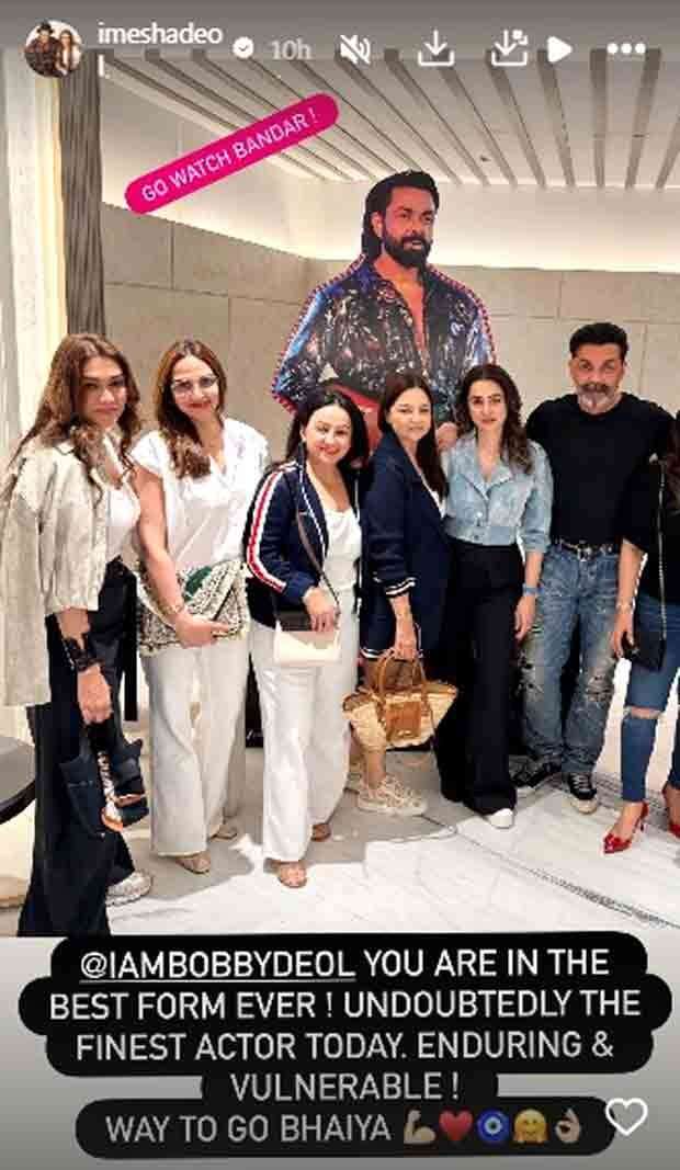 Esha Deol calls &ldquo;bhaiya&rdquo; Bobby Deol &ldquo;the finest actor today&rdquo; after watching Bandar: &ldquo;You are in the best form ever&rdquo;