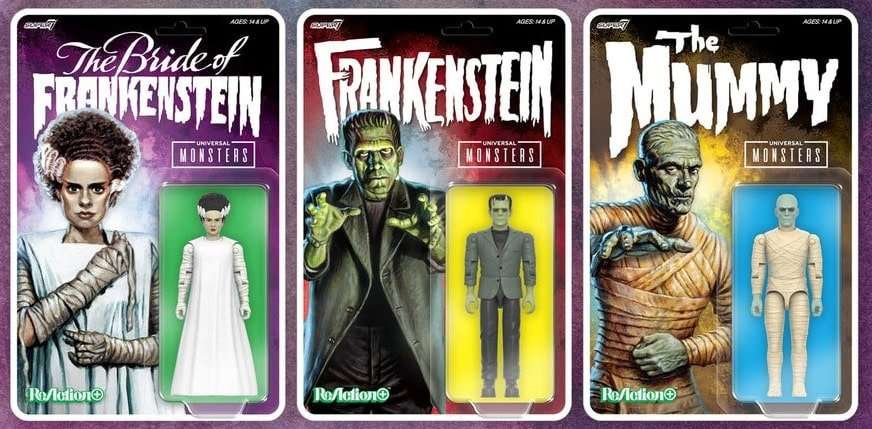 Frankenstein, The Bride of Frankenstein and The Mummy join Super7’s Universal Monsters ReAction+ figure line