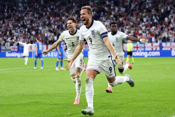 England v Slovakia: Round of 16 - UEFA EURO 2024 Harry Kane of England celebrates scoring his team's second goal during the England v Slovakia match