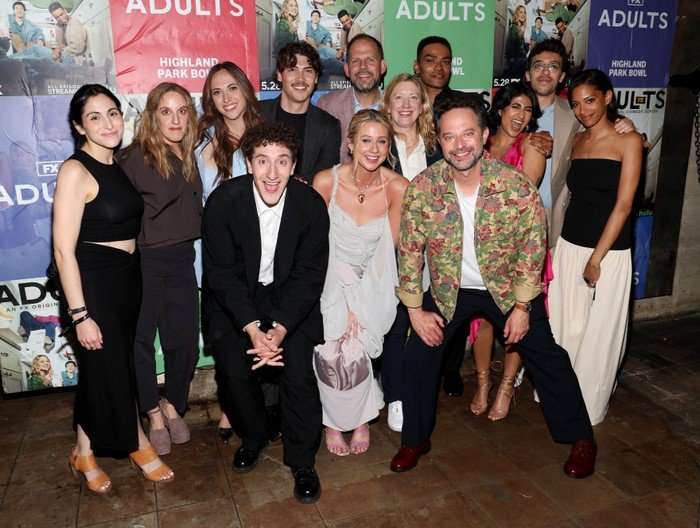 FX's "Adults" Premiere Event The cast of FX's Adults - (Back row, L-R) Sarah Naftalis, Alicia Van Couvering, Rebecca Shaw, Jack Innanen, Nick Grad, Kate Lambert, Owen Thiele, Amita Rao, Ben Kronengold, Stefani Robinson, Malik Elassal, Lucy Freyer, and Nick Kroll