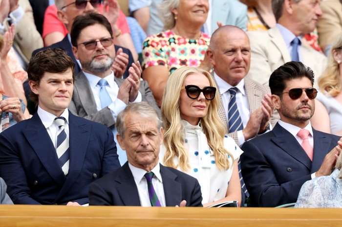 Actor Robert Aramayo and singer Katherine Jenkins in the royal Box at Wimbledon.