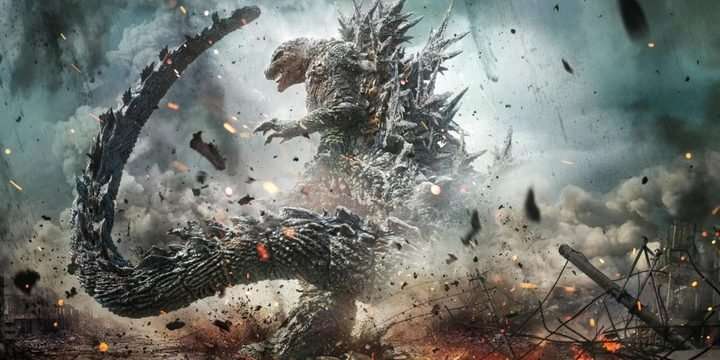 Godzilla destroys a city in Godzilla Minus One