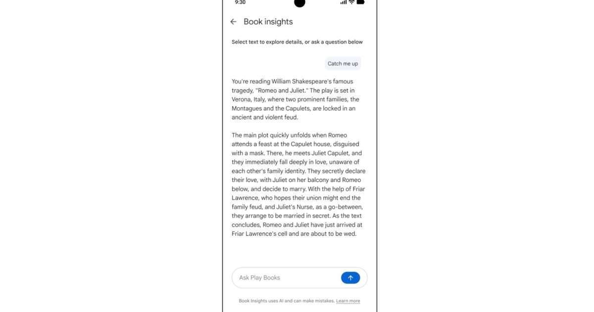 Google Play Books is getting an AI reading companion that remembers where you left off