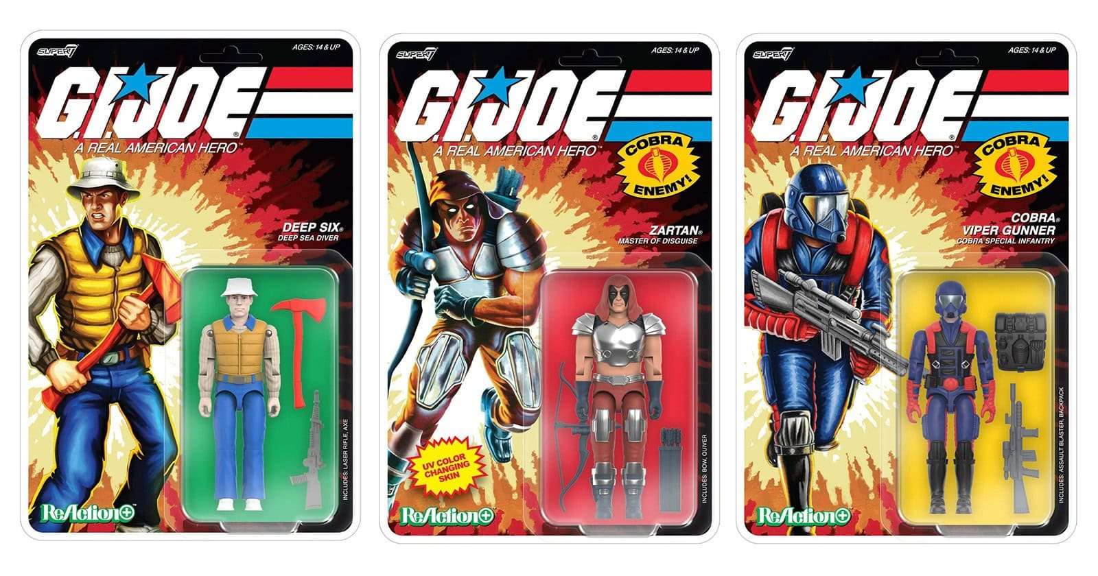 Lady Jaye, Deep Six, Zartan and the Cobra Viper Gunner join Super7’s G.I. Joe: A Real American Hero ReAction+ series