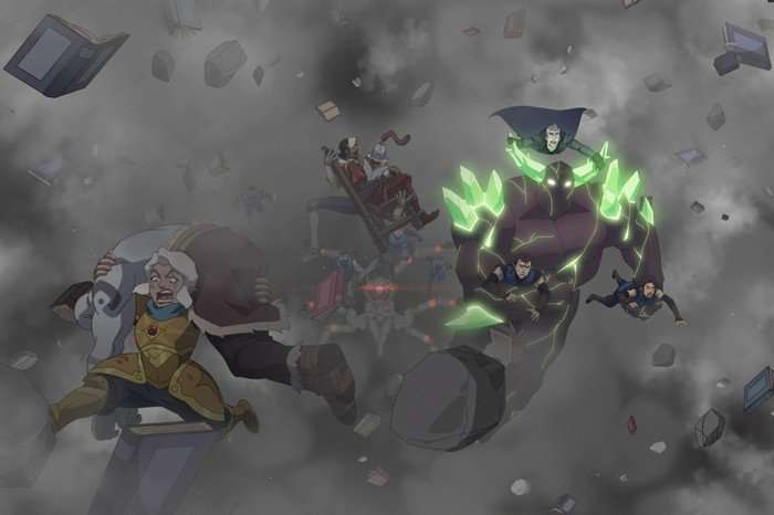 The main characters in The Legend of Vox Machina season 4 in the midst of a storm