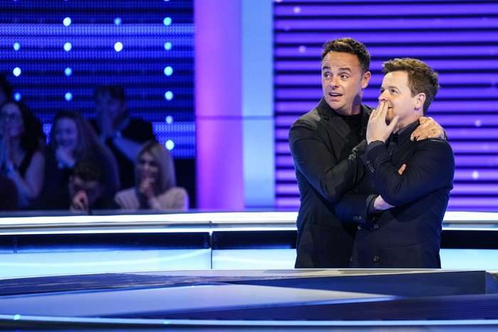 Ant & Dec's Limitless Win. Ant & Dec on Limitless Win looking shocked, embracing each other
