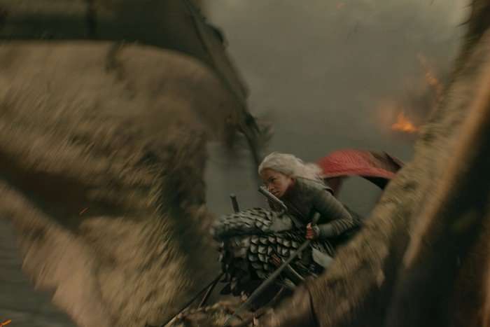 bethany-antonia- Bethany Antonia as Lady Baela Targaryen rides her dragon in House of the Dragon.