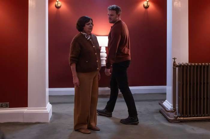 The Fortune Rebecca Front as Fiona Worrall and Callum Woodhouse as Anthony Worrall in The Fortune.