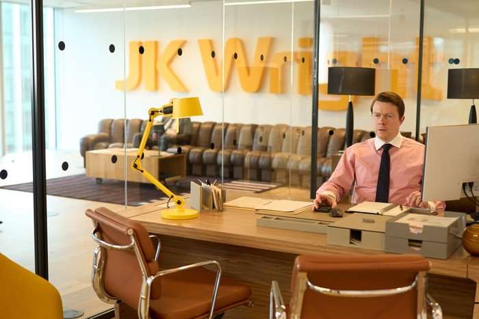 Daniel Rigby as John Wright in I, Jack Wright sat in a shirt at a computer