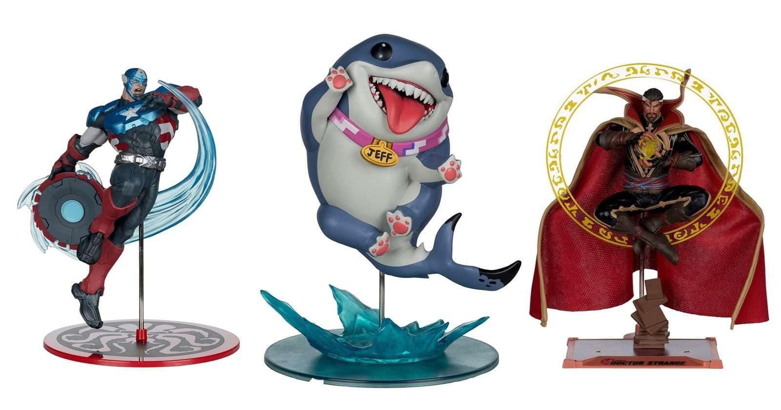Doctor Strange, Captain America and Jeff the Land Shark join McFarlane’s Marvel Rivals collection