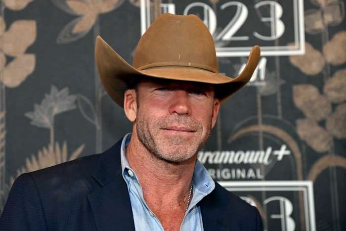 1923 Las Vegas Premiere Screening & After Party Taylor Sheridan, wearing a cowboy hat.