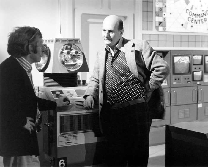 Gerry Anderson with director David Tomblin on the set of the British TV science fiction series Space: 1999, circa 1975 Gerry Anderson with director David Tomblin on the set of the British TV science fiction series Space: 1999, circa 1975