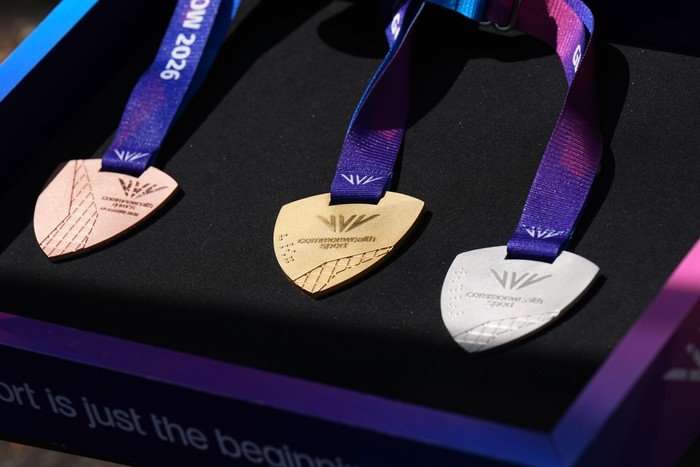 Commonwealth Games 2026 A gold, silver, and bronze medal for the Commonwealth Games 2026.