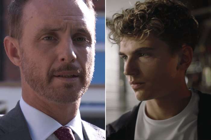 Split image of James Nightingale and Lucas Hay in Hollyoaks