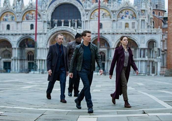 Tom Cruise, Simon Pegg, Ving Rhames and Rebecca Ferguson in Mission: Impossible Dead Reckoning - Part One