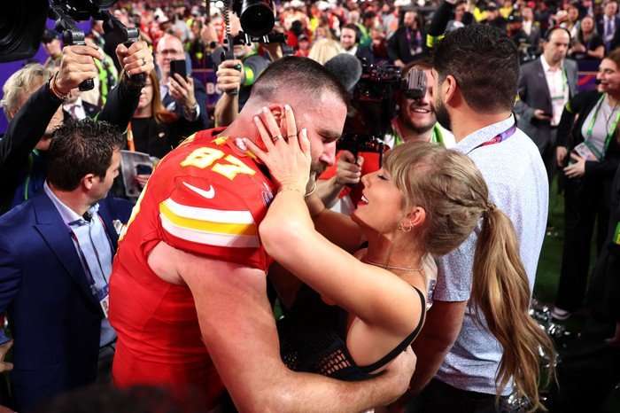 They celebrated with Kelce's fellow teammates and their families