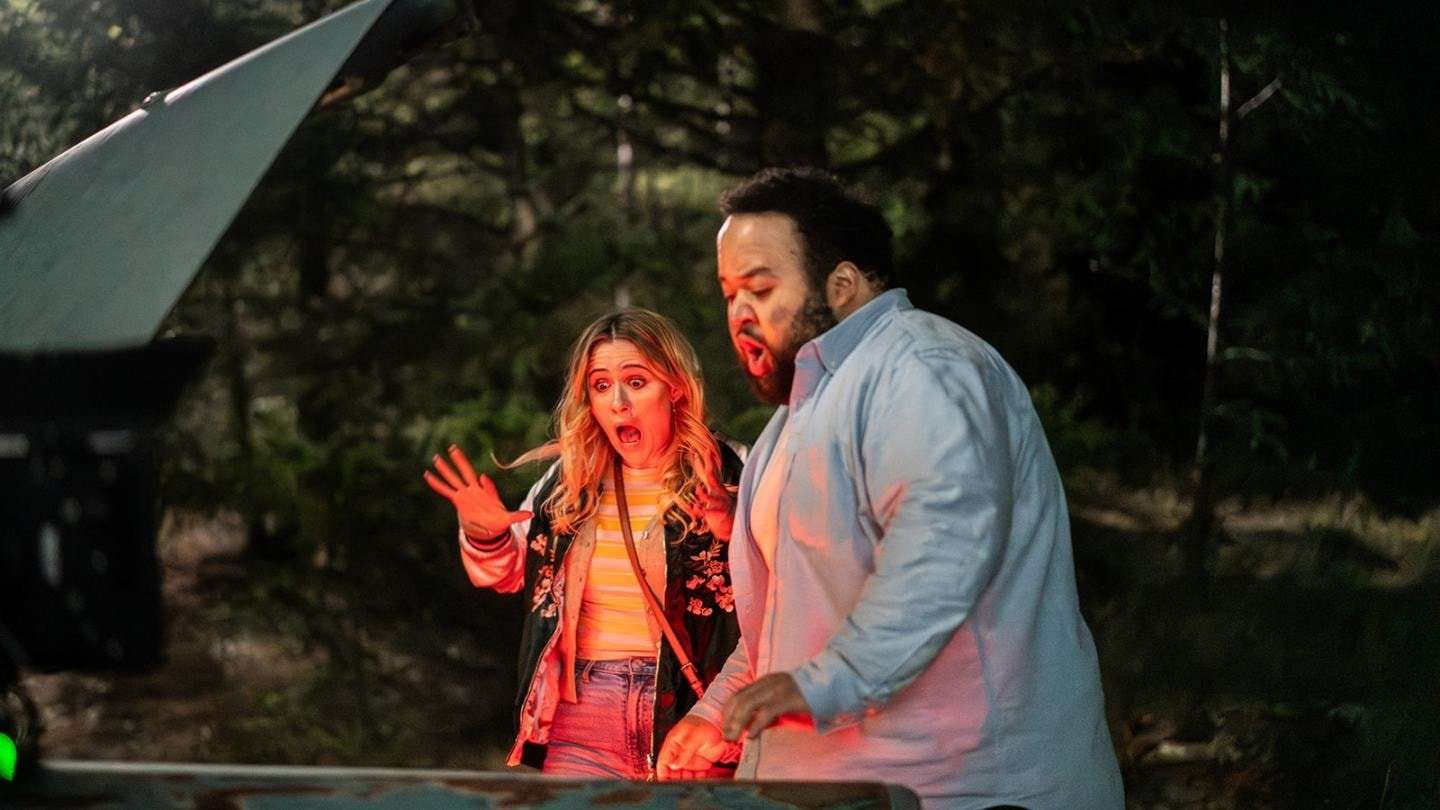 Trailer for crime caper All Night Wrong starring Maria Bakalova and Zach Cherry