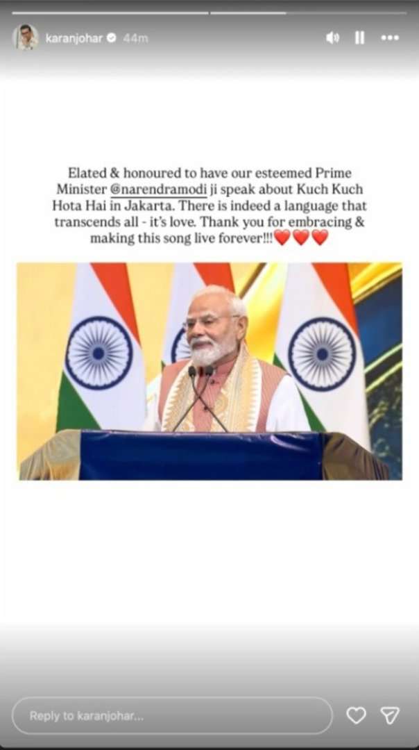 Karan Johar reacts after Prime Minister Narendra Modi praises Kuch Kuch Hota Hai in Jakarta: “Thank you for embracing & making this song live forever”
