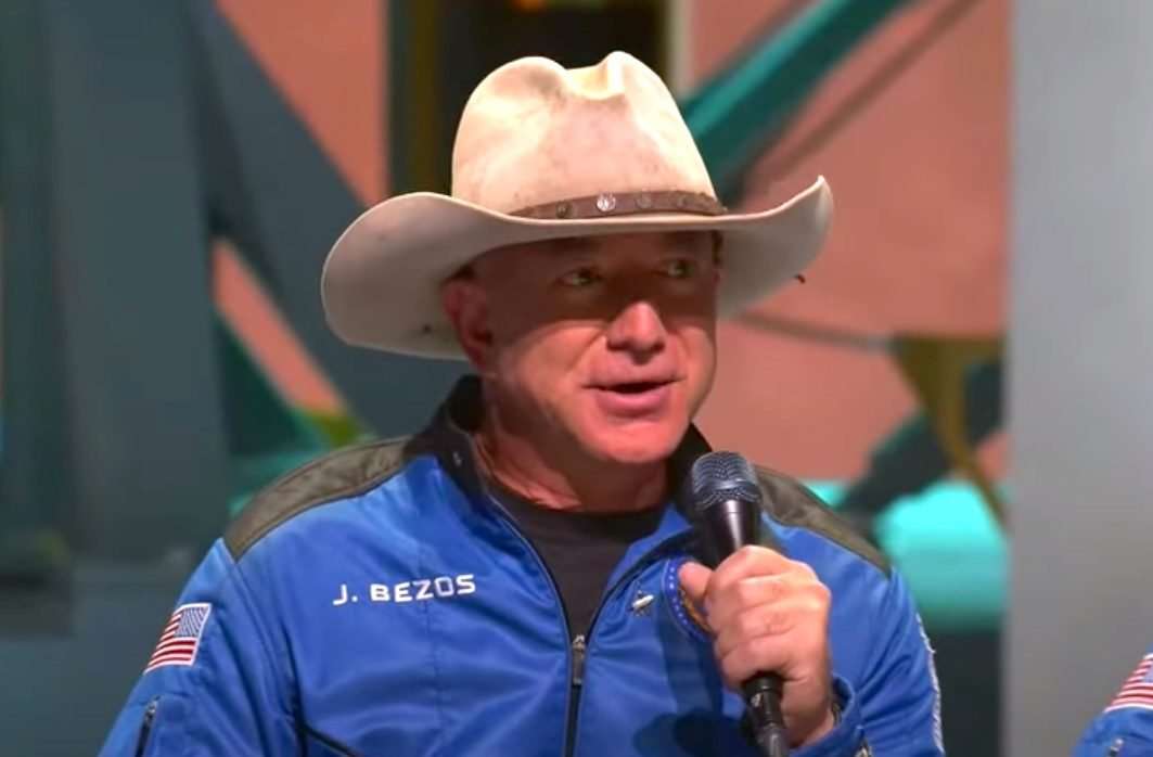 Jeff Bezos speaking at a press conference