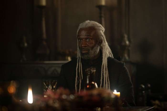 HOUSE OF THE DRAGON steve-toussaint- Steve Toussaint sat as Lord Corlys Velaryon in House of the Dragon season 3.