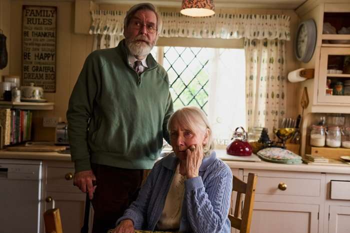 uktv_88041074795 (L-R) James Fleet as Bobby and Gemma Jones as Rose Wright in I, Jack Wright in a kitchen looking tense