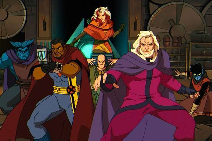 A team of X-Men characters stand on guard, ready to defend against an attack